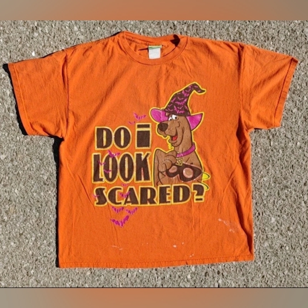 Vintage Scooby-Doo Halloween T-Shirt 2001 Y2K Cartoon Network Orange XL Thrashed